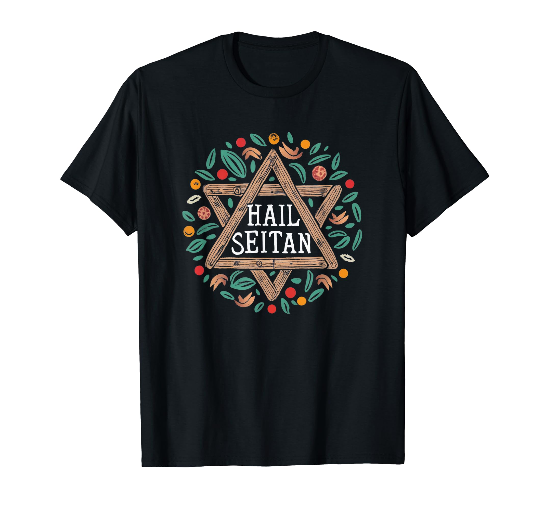 Hail Seitan Funny Vegan GiftsHail Seitan Funny Vegan Vegetarian Chief Cook Pentagram Gift T-Shirt