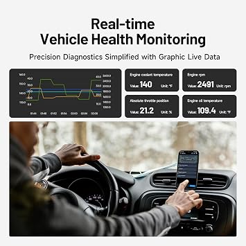 TOPDON CarPal A, OBD2 Scanner, All System Diagnosis, Wireless Bluetooth Diagnostic Tool, Vehicle Health Check, Smog Check, Repair Guide, Engine Inspection, Vehicle Performance Test