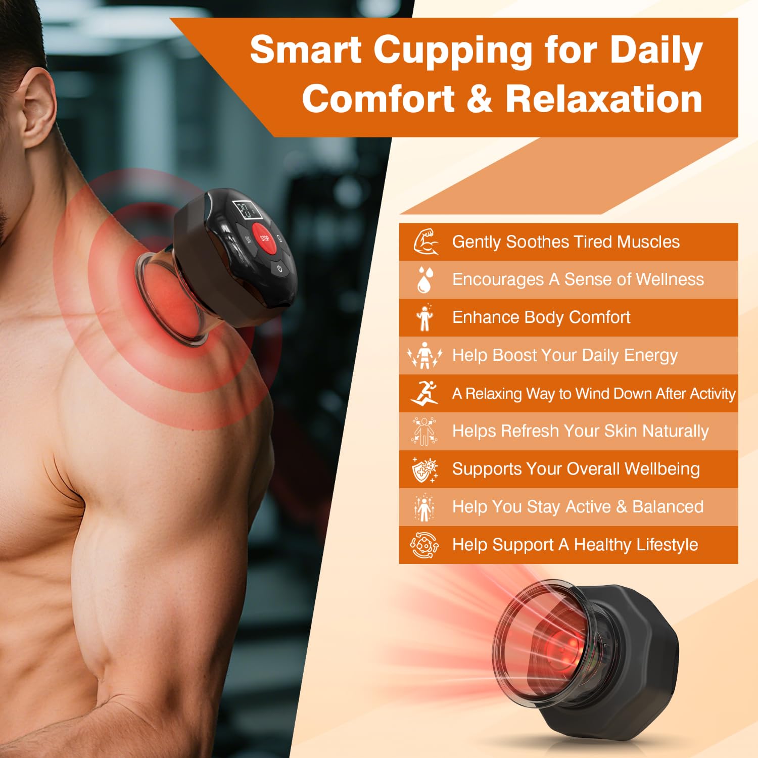 cotsoco Original 5-in-1 Cupping Kit for Massage Therapy, 20 Suction Levels & 12 Heat Settings for Muscle Relaxation and Tension, with Red Light & Heat Function, Gifts for Women, Men - 1 Pcs
