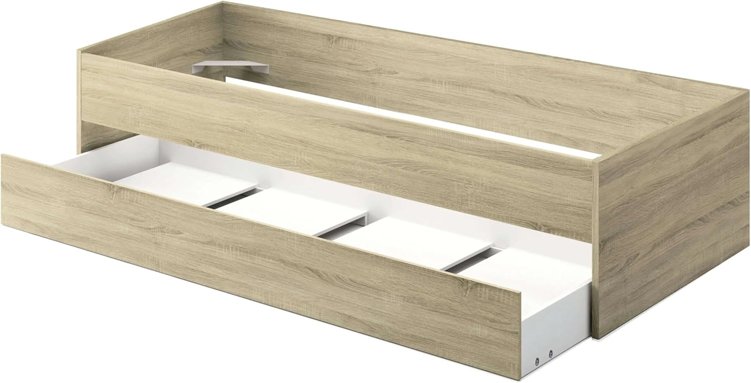 Modern Wooden Drawer Organizer, Oak and White, Expandable Storage Divider for Home Office, Desktop Organization