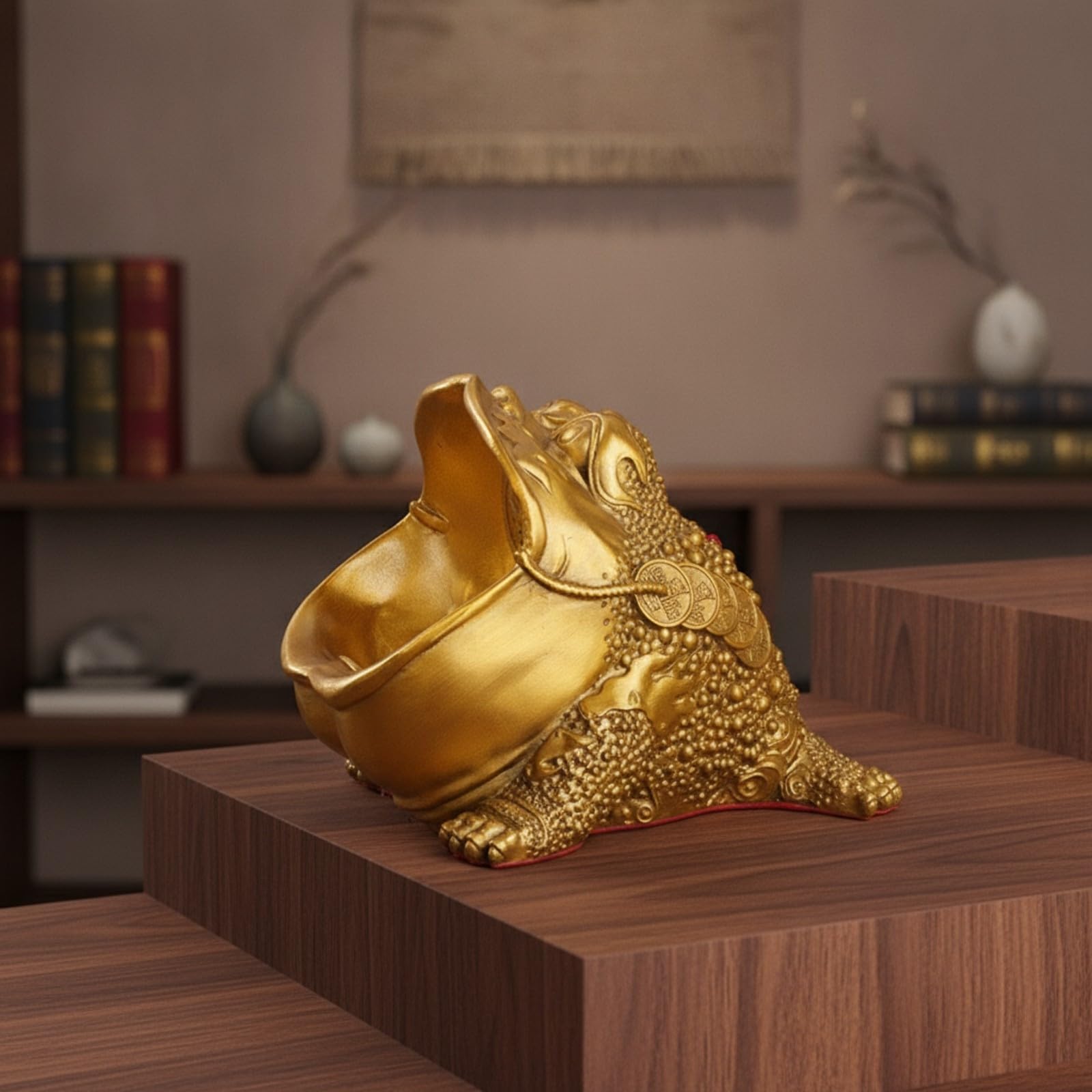 KESOTO Dinero Dorado Adorno Prosperidad, Sapo próspero, corativo, Figura, para Negocio, Oficina, Recibidor, 28CM