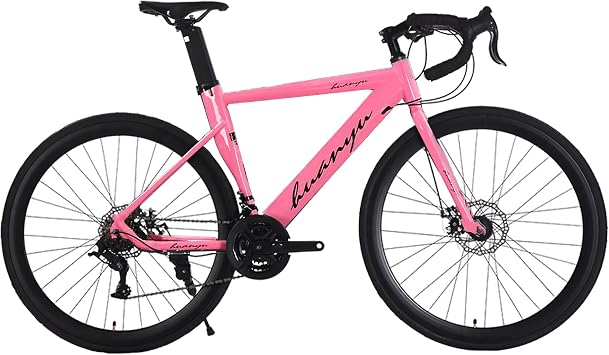 16-Speed Aero Road Bike for Beginners with Dual Control Levers Gravel Bike Disc Brakes Road Bike Ultra-Light High Carbon Steel Frame Drop Handlebar Bicycle Suitable for High School Students Commuting