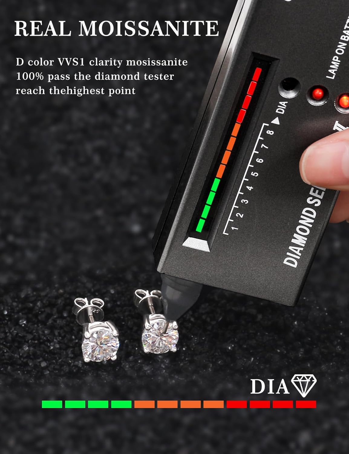 Moissanite Stud Earrings for Women, 925 Sterling Silver Hypoallergenic 18K White Gold Plating Earrings Engagement Gifts for Men (0.6-4ct) - Image 6