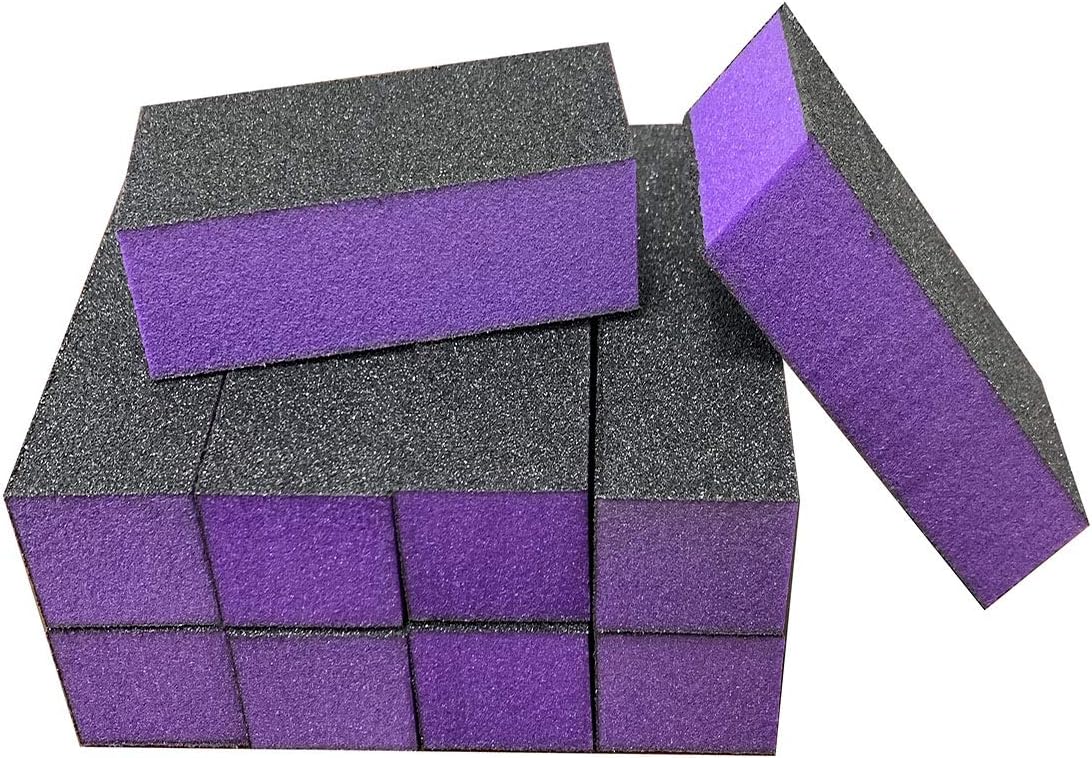 10 Pcs Nail Buffer Sanding Block Polisher Buffing File 100/180 Grit 3 Sides Nail Files Art Pedicure Manicure File(Black Purple) : Beauty & Personal Care