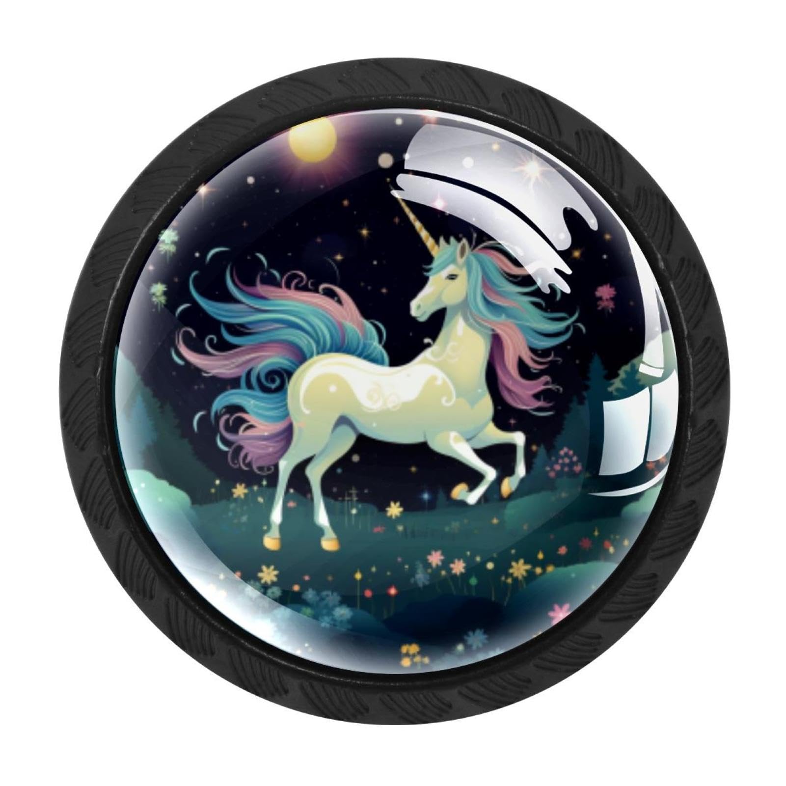 Chenzzzz Multicolored 09 4 Pieces Round Cabinet Knobs Starry Unicorn Dresser Knobs Pulls Handles With Screws For Drawer Pulls Handles Knobs Door Knobs