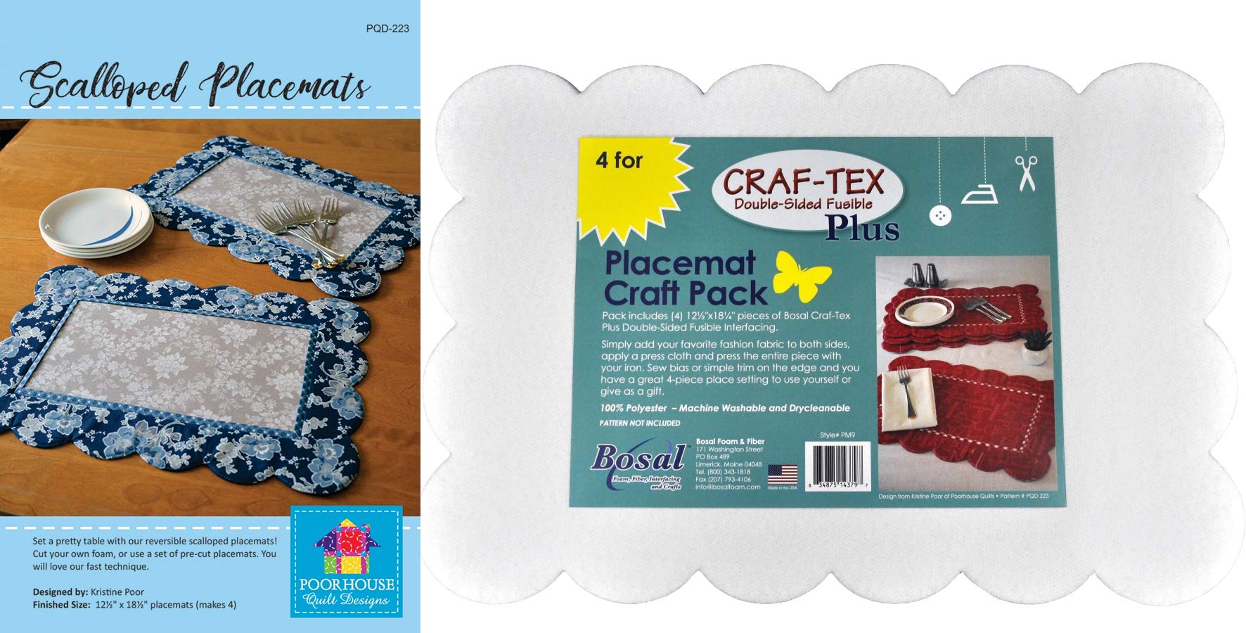 Scalloped Placements by Poorhouse Quilt Designs (Pattern + (4) Precut Craf-Tex Interfacing)