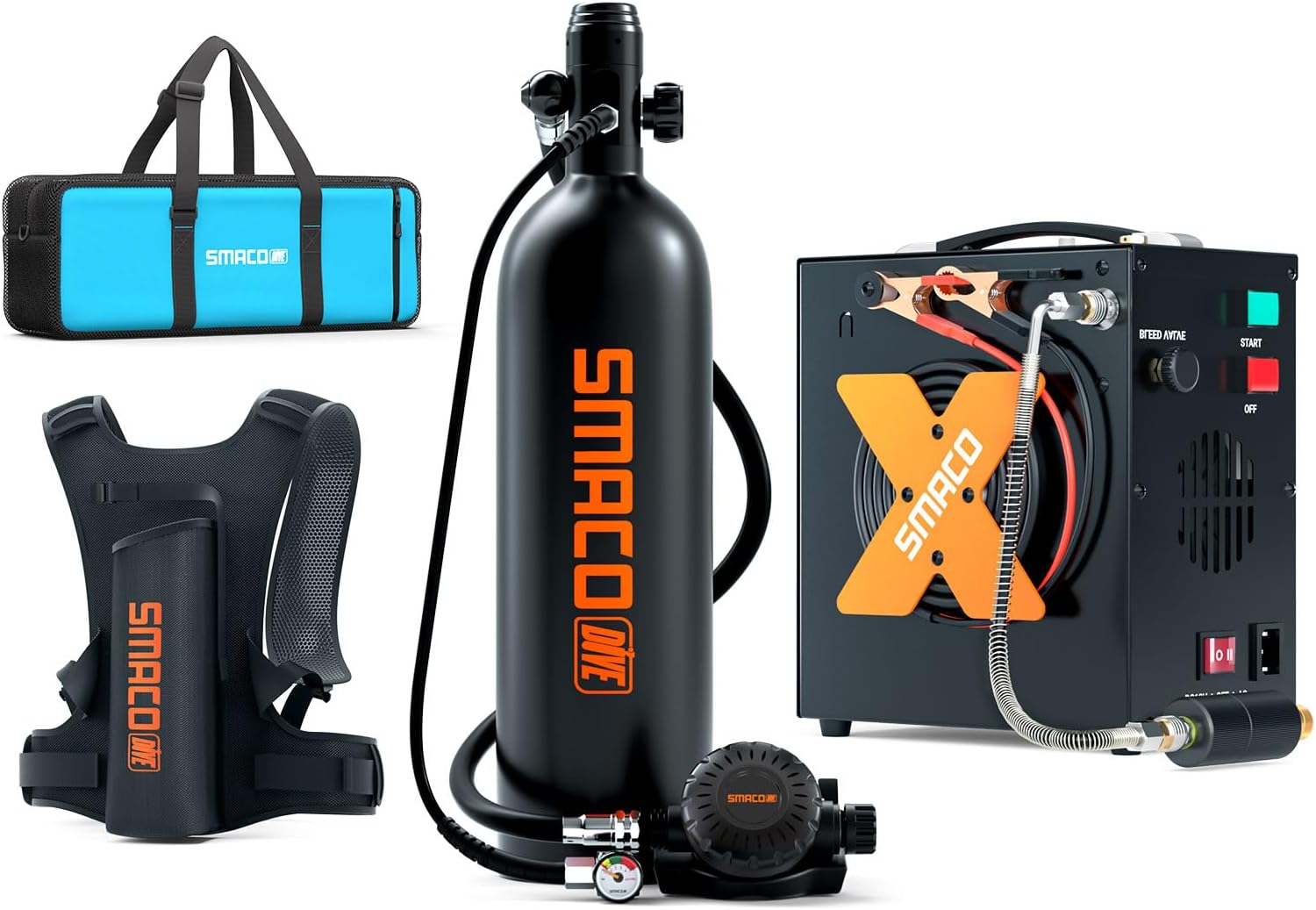 S700 Plus Mini Scuba Tank 1.9L Portable Diving Tank Reusable Pony Bottle for Underwater Exploration Lung Air Tank Kit Diving Cylinder for Emergency Rescue Boat Cleaning Backup Air Source