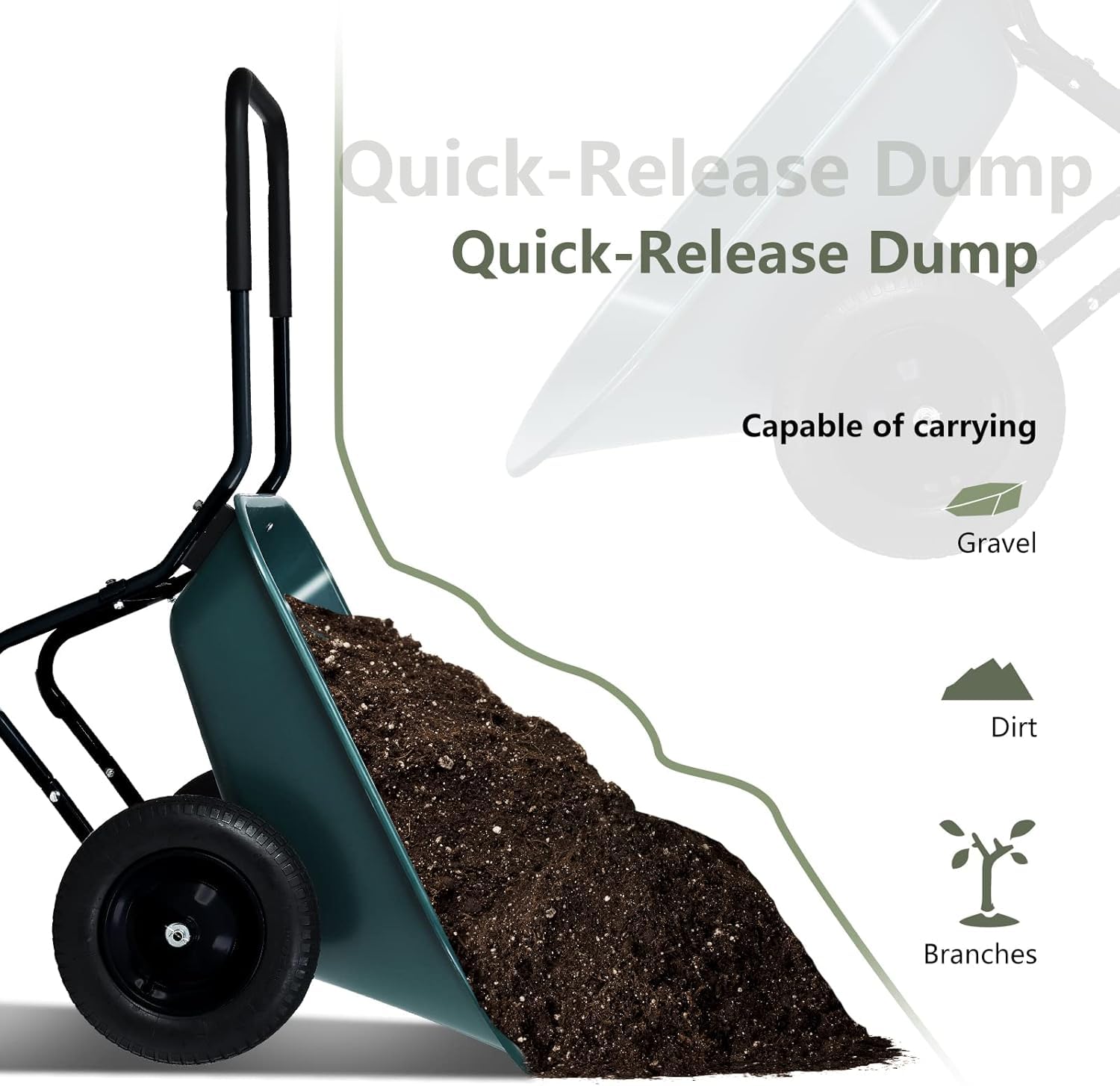 Schwerlast Gartenwagen 2-Rad mit Kippfunktion, 600 kg Tragkraft, Handwagen mit Polywanne & Stahlrahmen, Ergonomischer Griff, rostresistent – Ideal für Garten, Hof & Outdoor