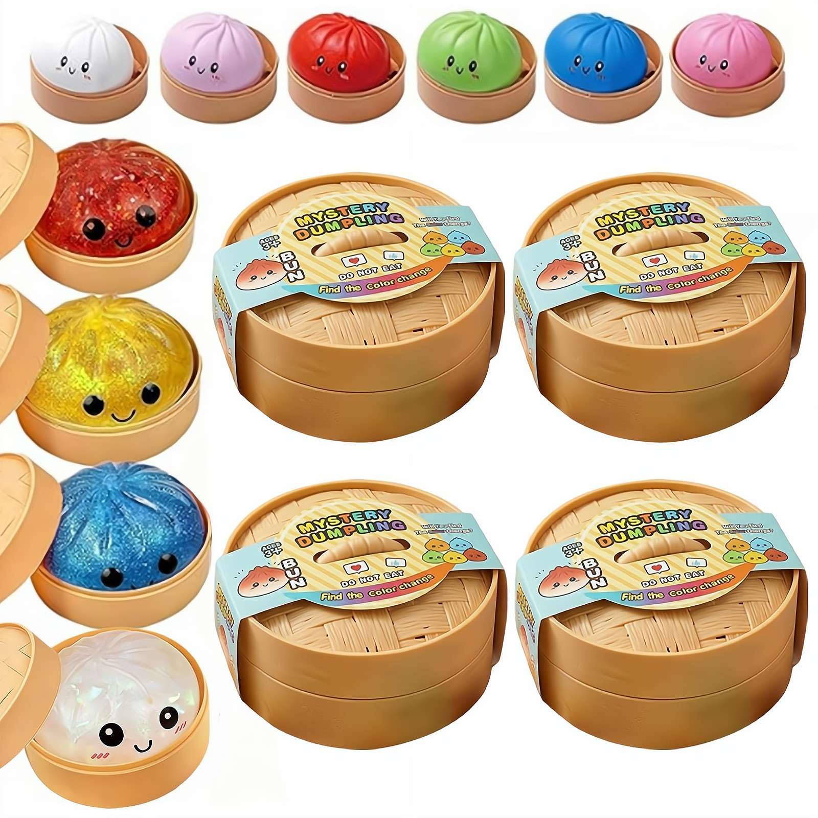 Dumpling Squishies,2026 New Dumplings Mystery Steamer Box - 10 Colors Random Mystery Gift Box,Glitter Dumpling Squishies,Squeeze Dough Ball Stress Relief Hand Toys,Surprise Trip — view 10