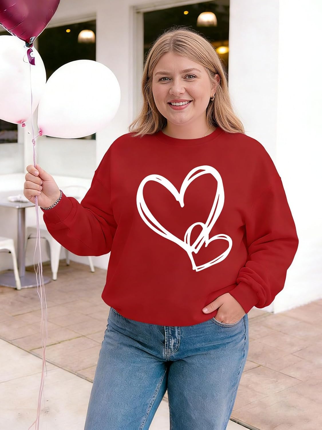 Plus Size Valentines Sweatshirts for Women Love Graphic Sweater Plus Size Trendy Long Sleeve Crewneck pullover - Image 7