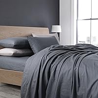 Vista 8 de Royal Hotel Bedding Juego de sábanas vintage de mezcla de lino belga y algodón, algodón hipoalergénico prelavado, tejido de percal fresco