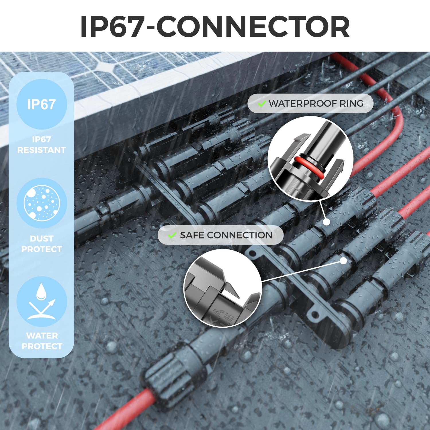 DeleyCON PV4 Connecteur Solaire Y 4 Voies 1000V - Paire Mâle/Femelle IP67 Waterproof