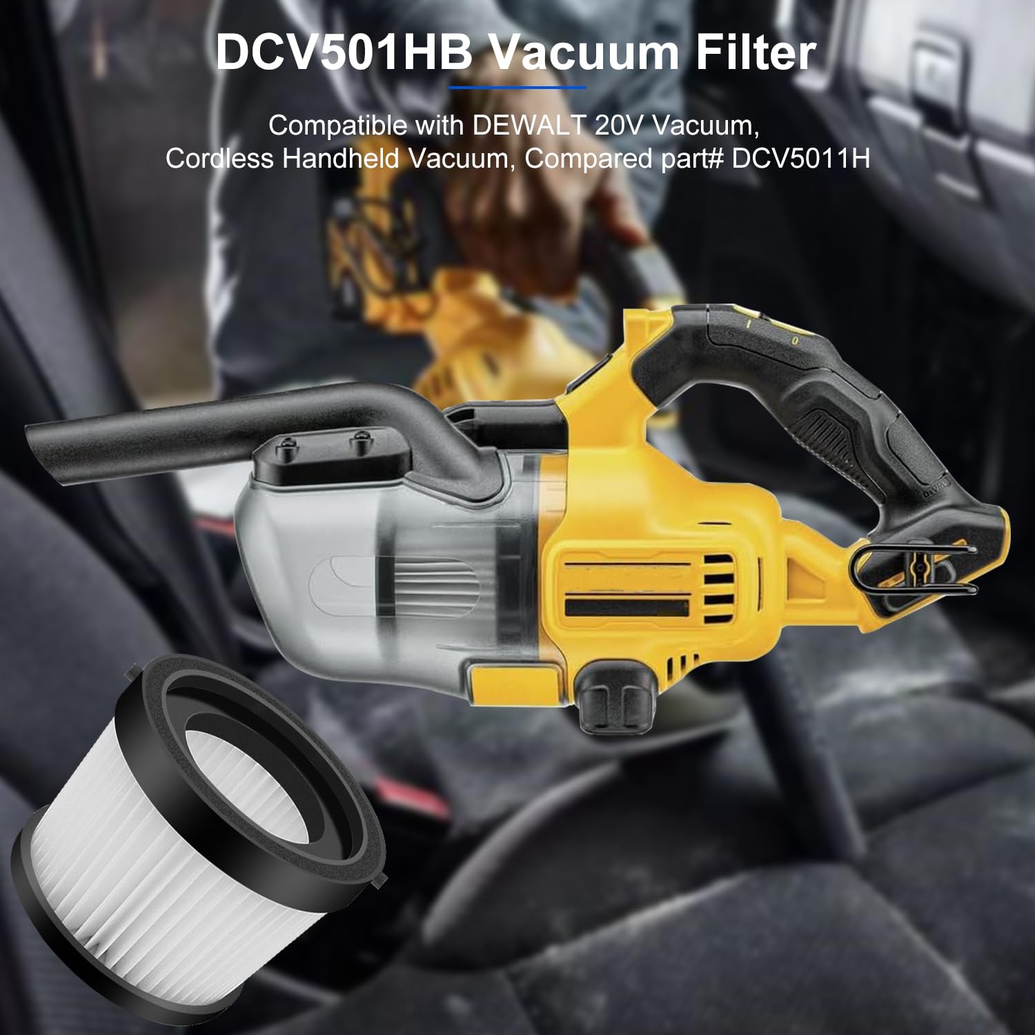 Paquete de 3 filtros DCV501HB para aspiradoras de mano inalámbricas DEWALT de 20 V, lavables y reutilizables, filtro HEPA DCV501HB se compara con la parte # DCV5011H