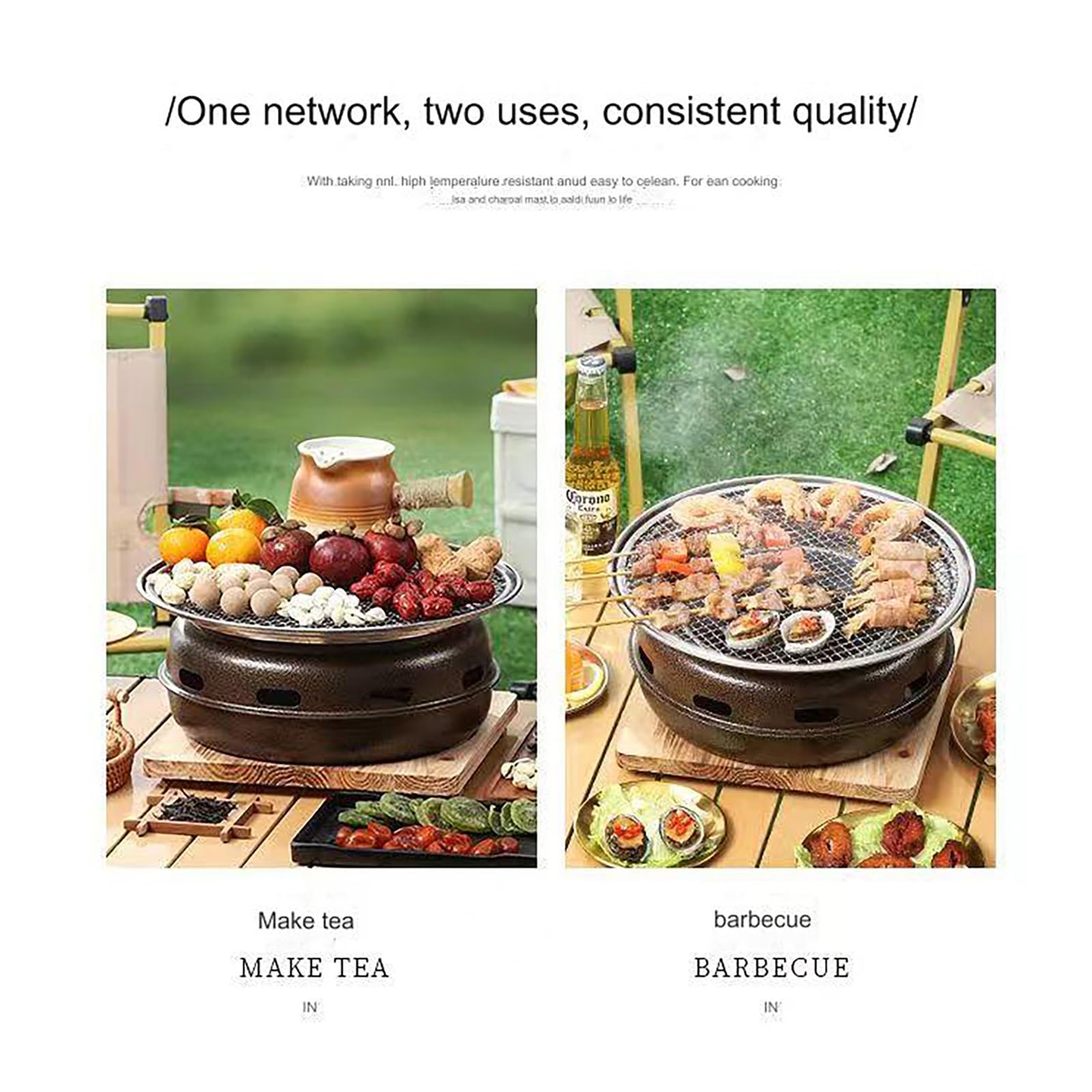 Griglia A Carbone In Acciaio Inossidabile Per La Casa, Barbecue Da Campeggio All'aperto, Commerciale, Rotondo, Senza Fumo, Barbecue A Carbone Per Feste(Size:L)
