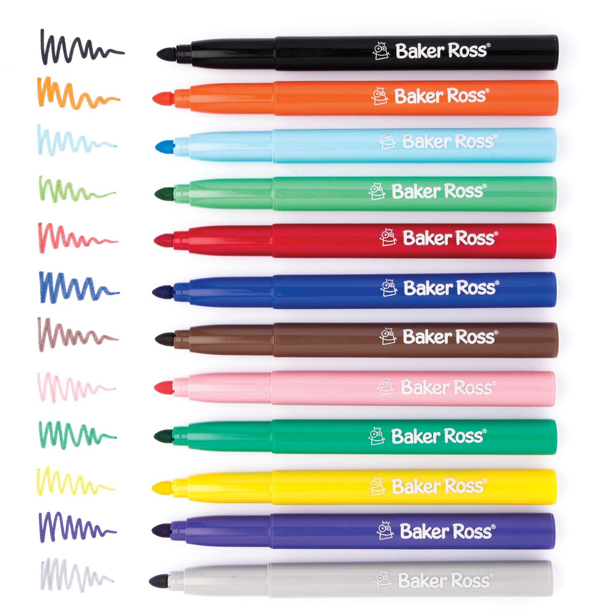 Baker Ross AW346 Chunky Felt Tip Pens Bulk Tub - Pack of 48, 4mm Tip, Assorted Colours, Marker Pens, Drawing, Colouring