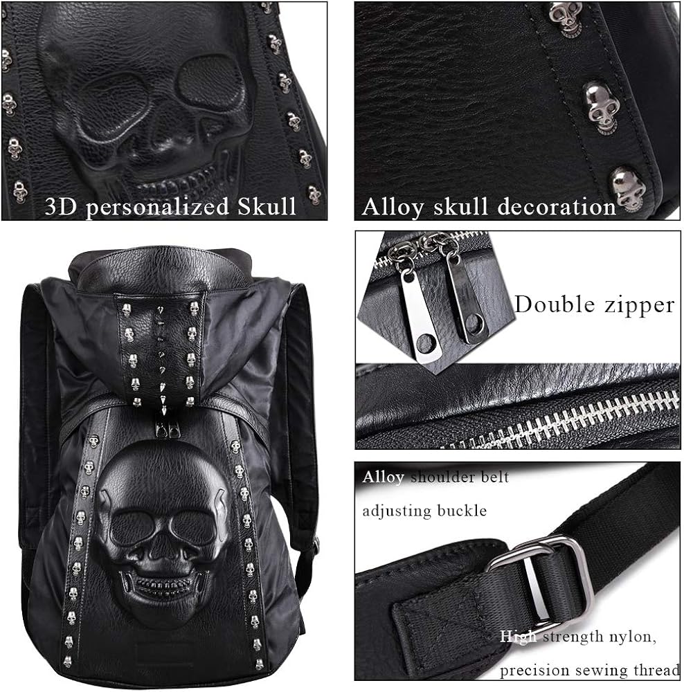 Amazon.com: Chikencall Skull Backpack Hooded Skull Gothic Rucksack