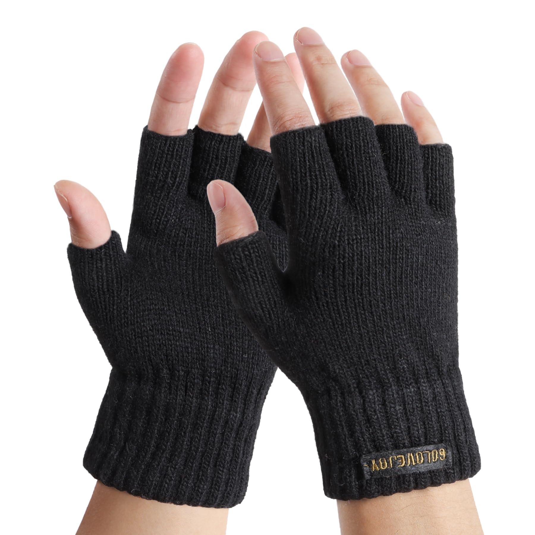 FCHUI Vingerloze handschoenen voor mannen - winter thermische halve vinger handschoenen voor buiten hardlopen fietsen werken - blauw