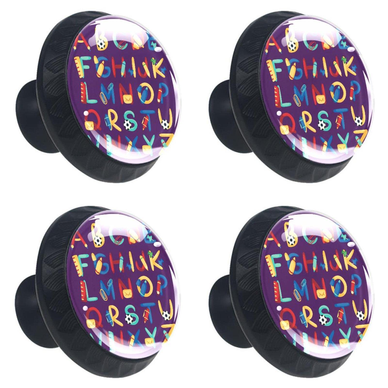 Boutons de tiroir en cristal violet foncé par 4 | Alphabet 30mm pour meuble et bureau