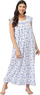 Shararat Women's Cotton All Over Print Maxi Nighty|| Featured in Shark Tank India || Price In India
