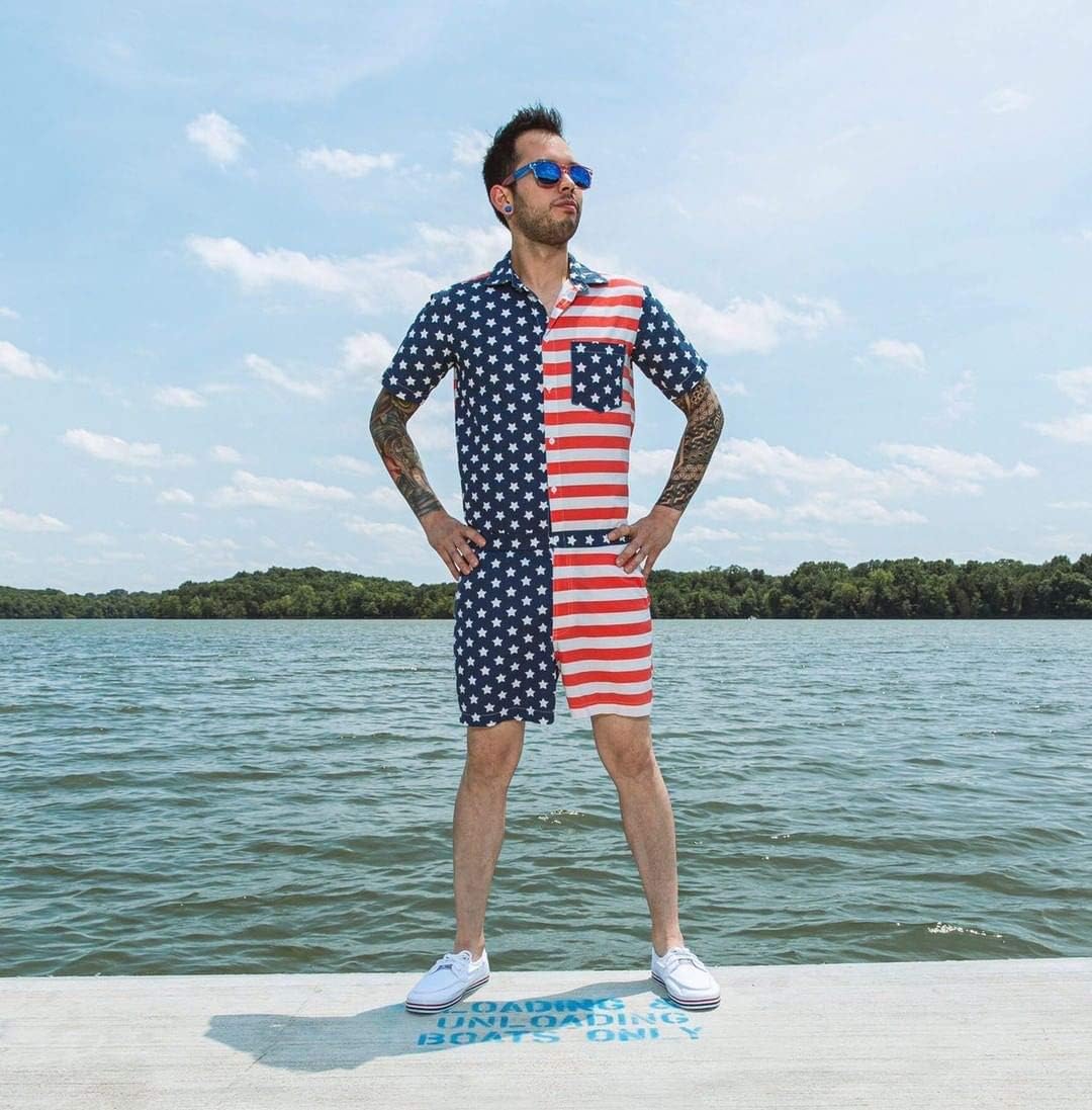 Zesties Male Rompers - Original Romper Jumpsuits for Men - Tropical Male Onesie Shorts - Men's Jumper Rompers