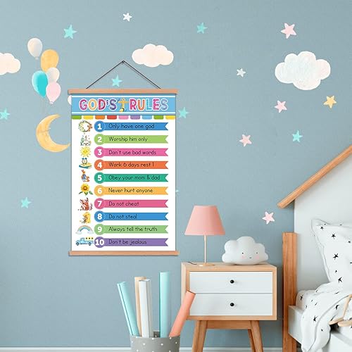 Miniatura 6 de KAIRNE Impresión artística de las Escrituras de Dios con colgador magnético de madera, imágenes cristianas colgantes, versículos de la Biblia,