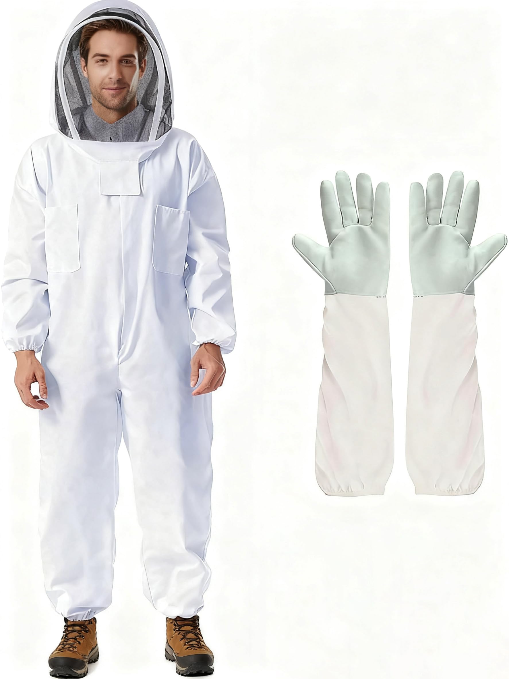 Combinaison d'apiculteur, Combinaison Apiculteur, Costume d'apiculture Professionnelle avec Gants Voile de Protection, Vareuse Apiculteur Tenue d'abeille pour Hommes et Femmes, XXL
