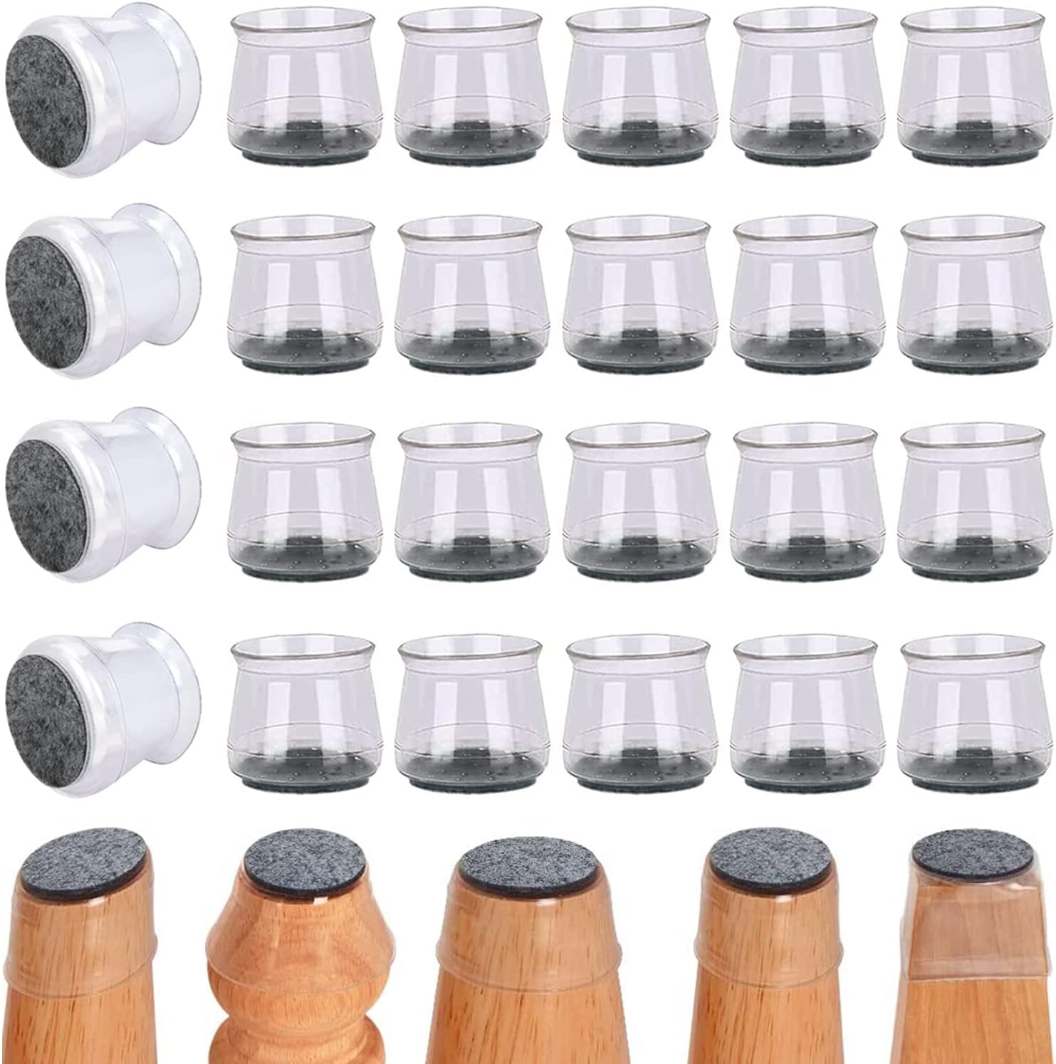 24PCS Silicone Chair Leg Protectors, Qupzze Table/Stool Feet Covers