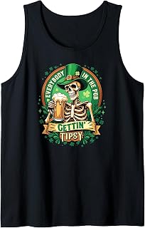 Funny St Patrick's Day Drinking Design Irish Pub Tipsy Tank Top