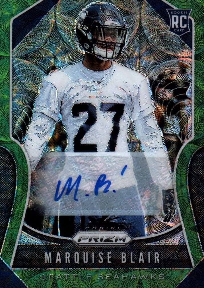 Marquise Blair Panini Green Prizm Autographed Rookie Card Collectible Football Card - 2019 Panini Green Scope Prizm Draft Picks Rookie Football Card #397 (Seahawks) Free Shipping