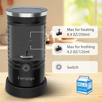 Milk Frother and Steamer, 4-in-1 Hot & Cold Foam Maker, Black