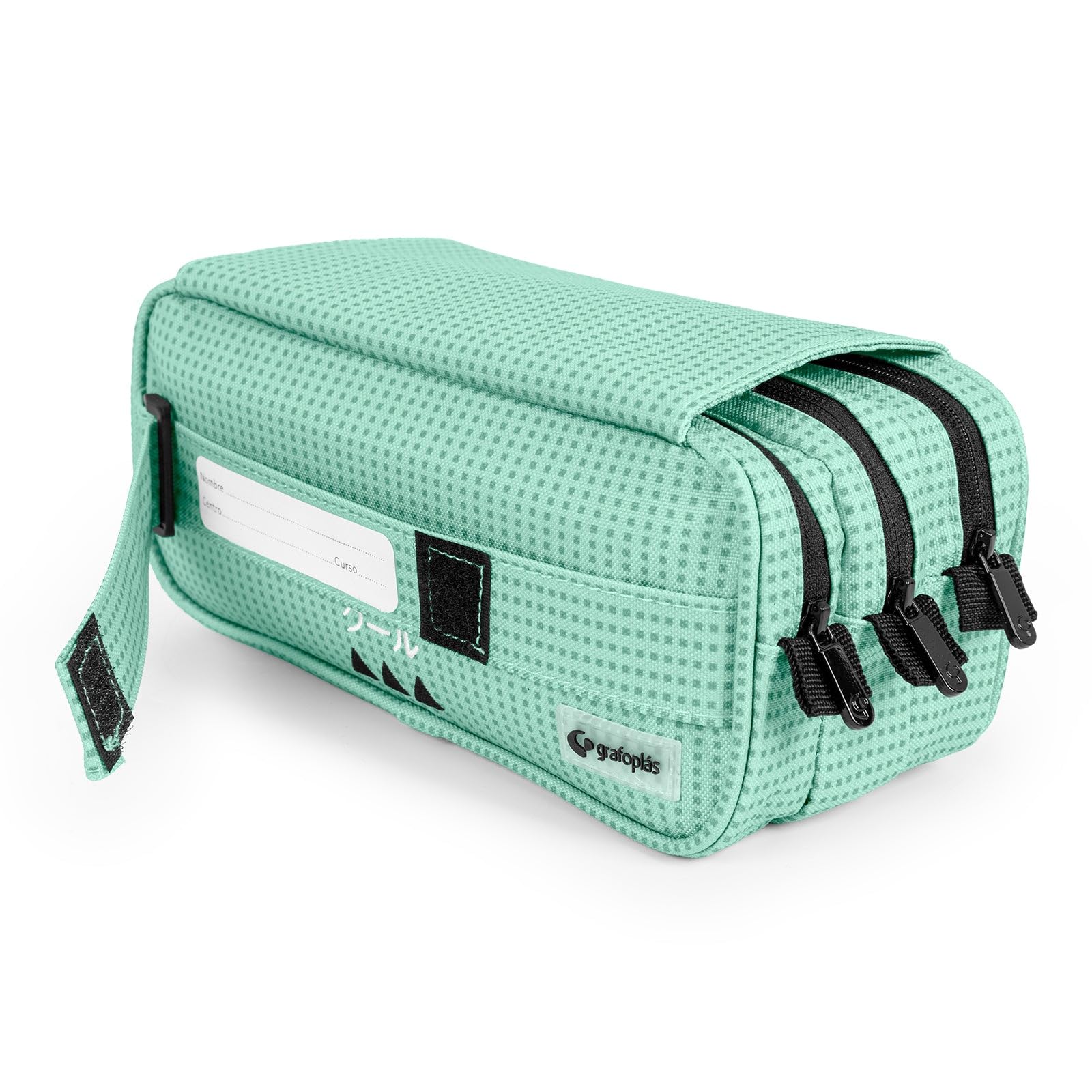 ColePack Kuru - Set di Astuccio Scolastico Triplo con 3 Cerniere e Materiale Scolastico delle Migliori Marche Incluso (Menta)