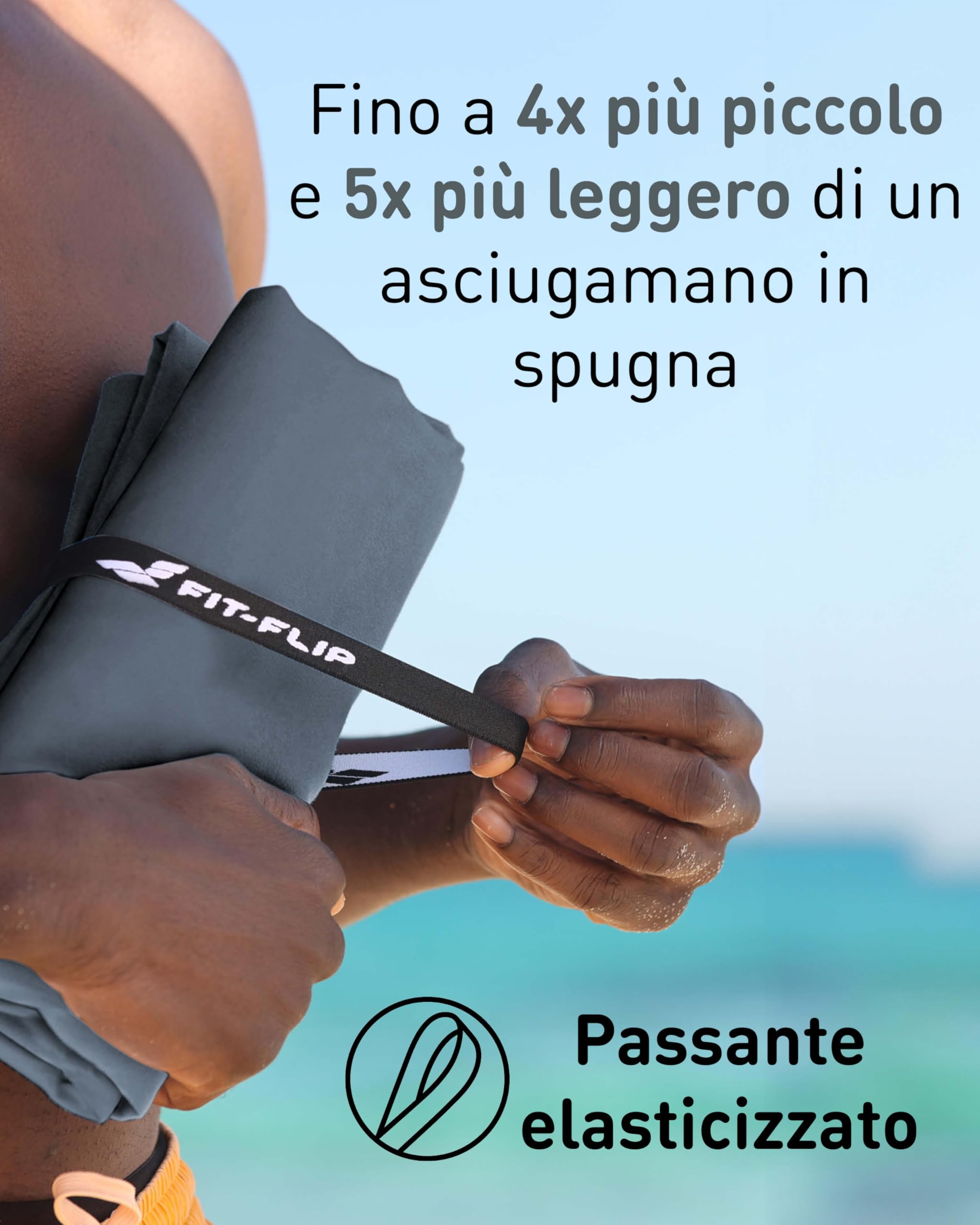Fit-Flip Asciugamani microfibra - il perfetto telo mare microfibra grande - asciugamano palestra compatto e ultraleggero - asciugamano microfibra - ottimale per viaggio, sport e palestra