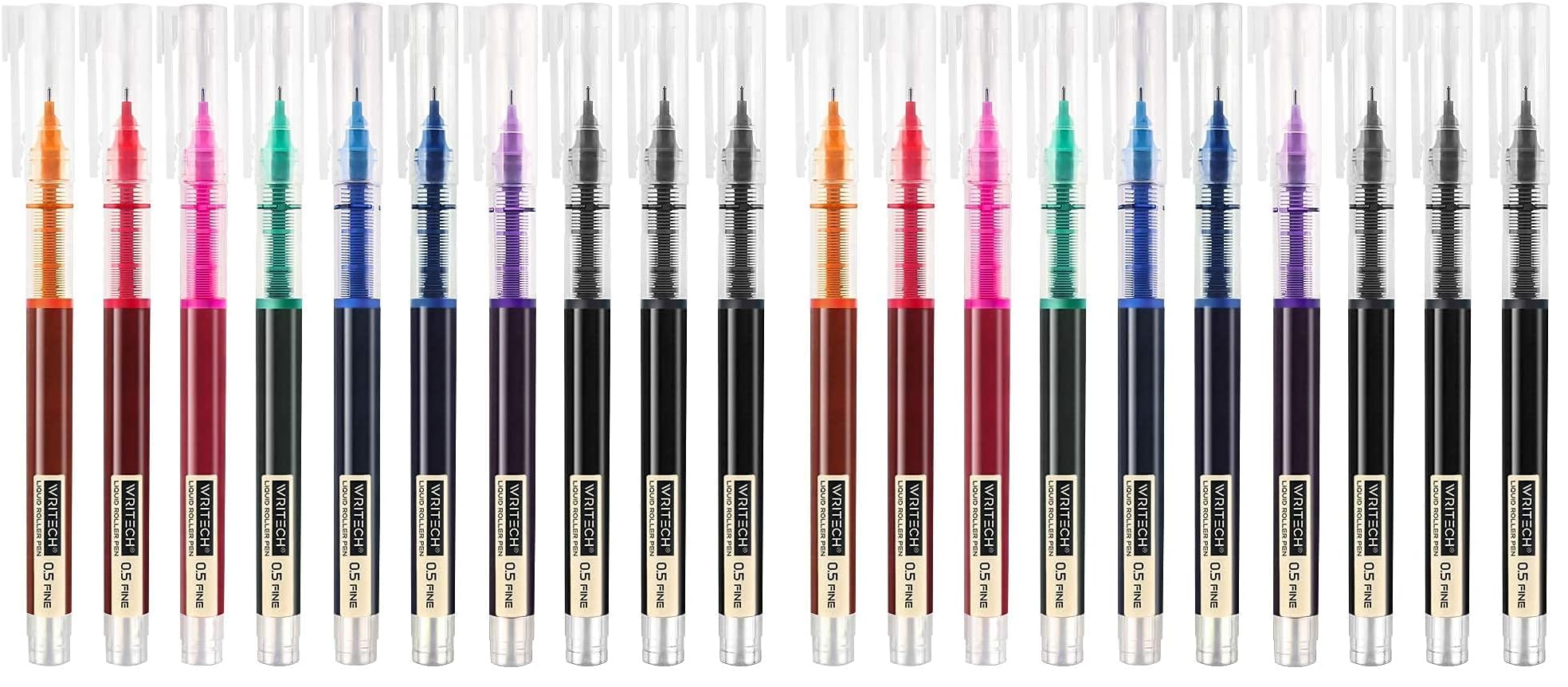 WRITECH Rolling Ball Quick Dry 0.5 mm Extra Fine Point 10 Pcs Liquid Rollerball Multicolor (Multicolor) (Pack of 2)