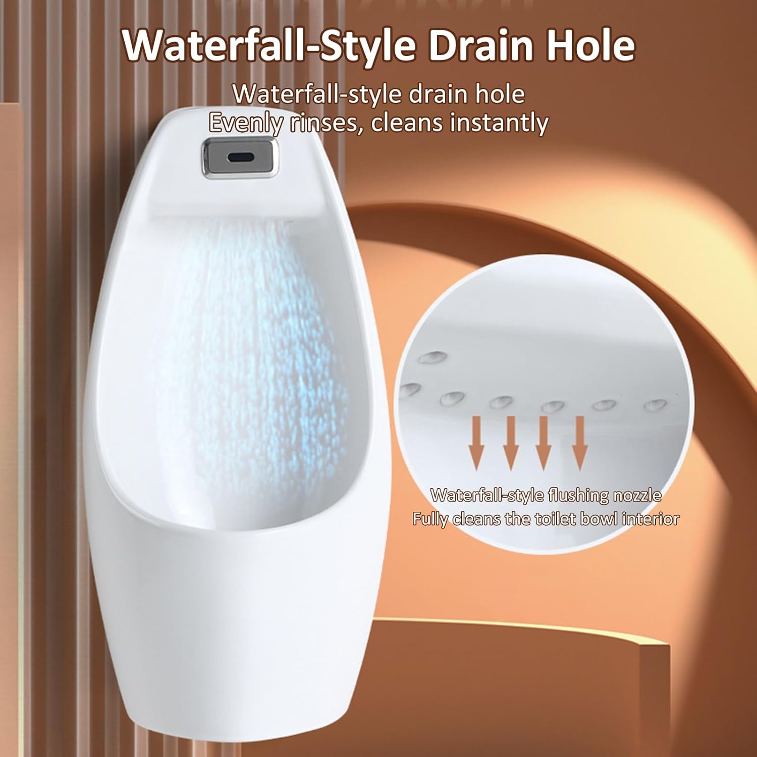 Commercial Urinal Modern Wall-Mounted Ceramic Urinal Urinals for Men Spill Proof Induction Adult Urinal Universal Washout High Efficiency Urinal Splash-Proof for Hotels
