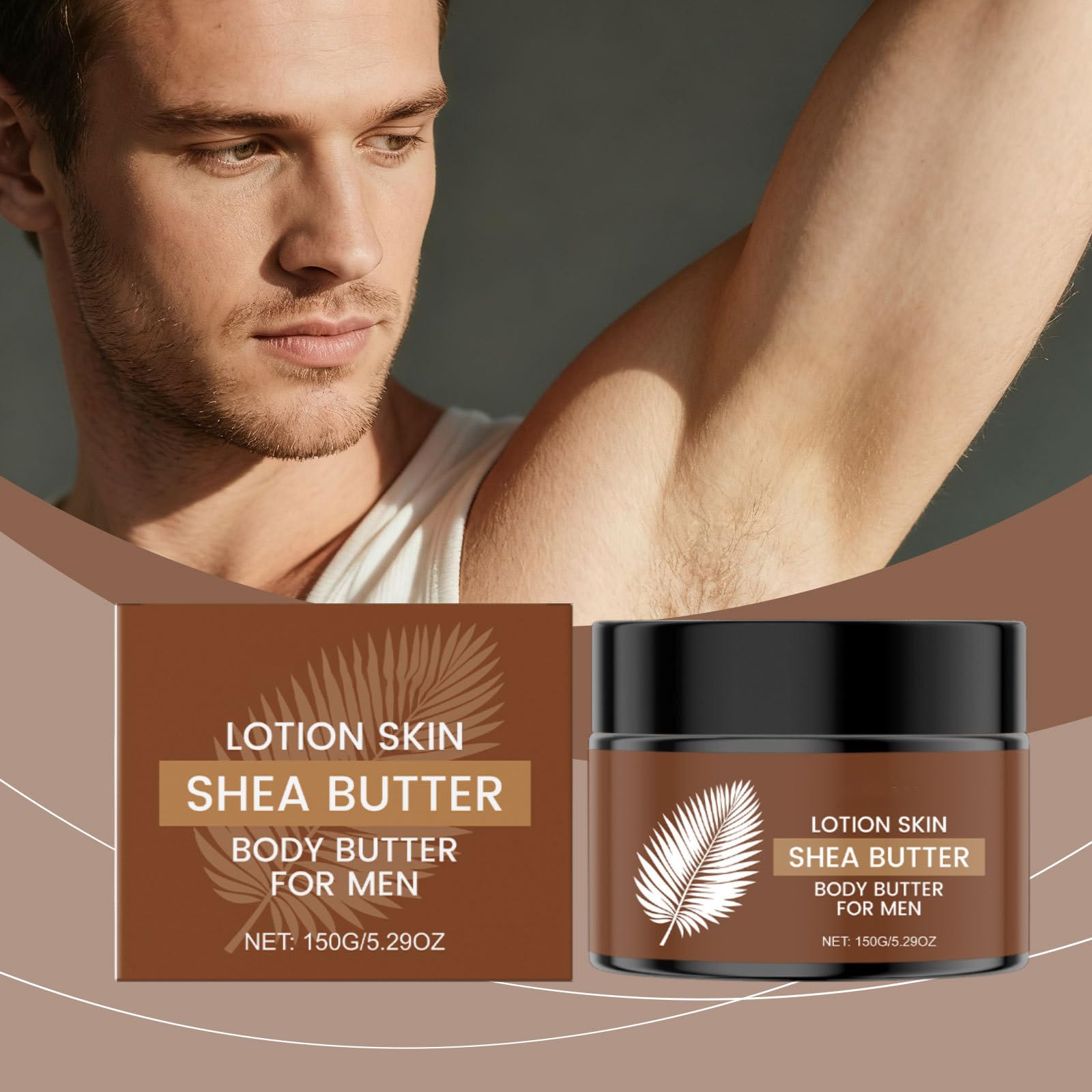 Crème Corps au Beurre de Karité pour Homme, Hydratation Intense pour Peau Sèche, Soin Quotidien Non Gras, Peau Douce et Souple, Parfum Longue Durée, Soin à Absorption Rapide pour Homme (5pcs)