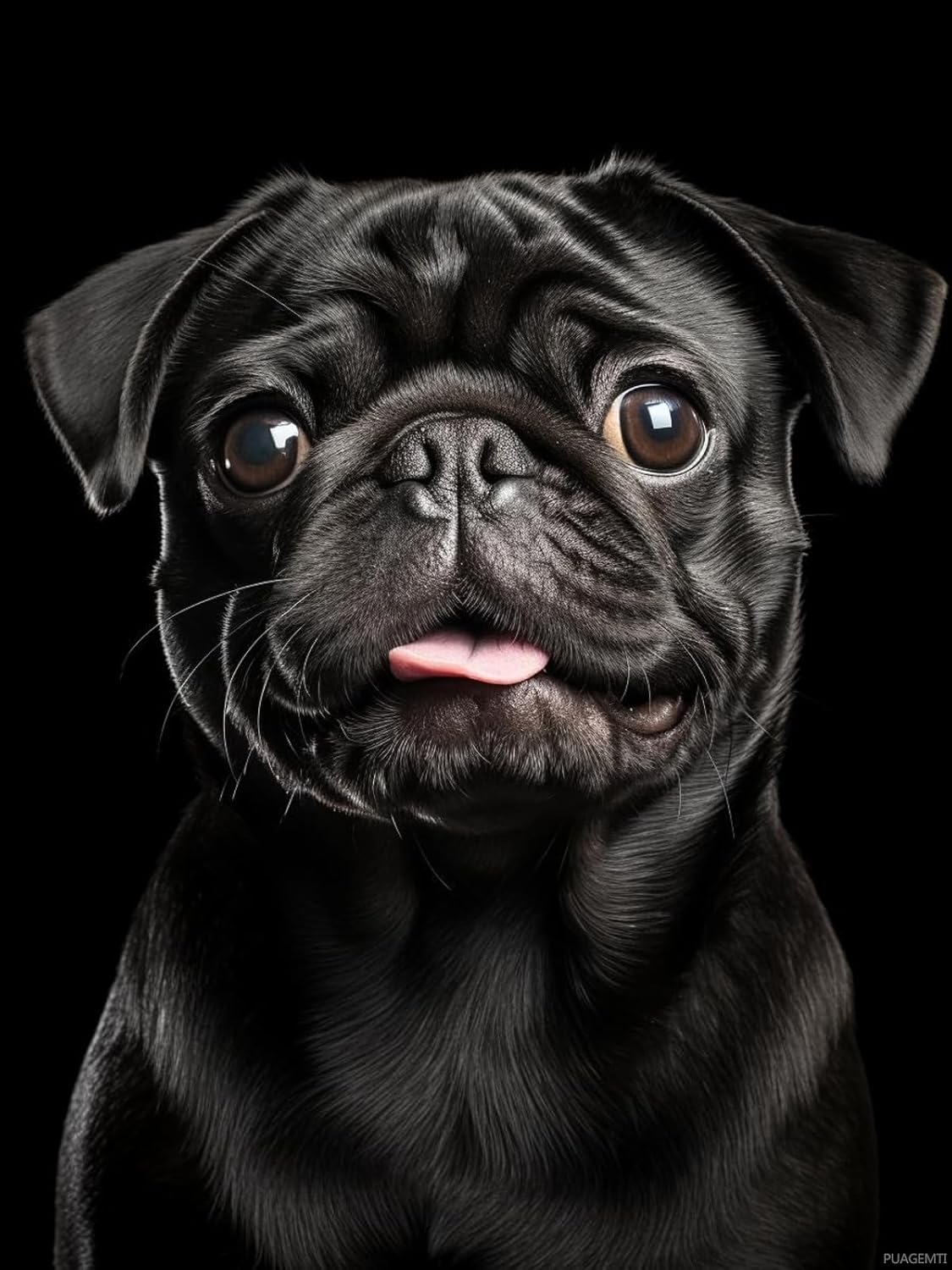 PUAGEMTI Black Pug Dog 5D Diamond Art Painting Kits Round Full Drill Diamond Art DIY Paint by Diamond Number Kits for Beginners for Wall Decor 12x16 Inch