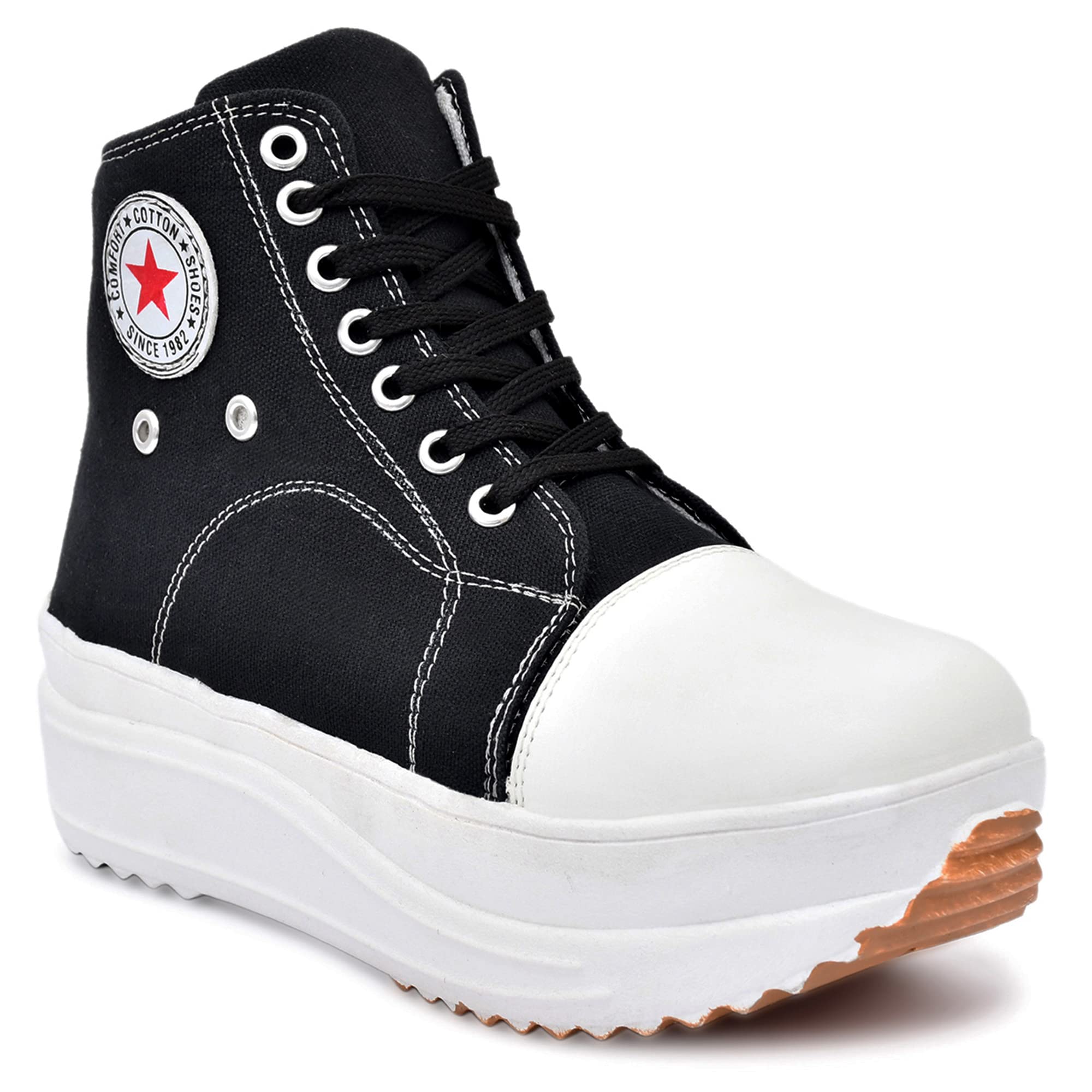 ROWLANS Womens Black Canvas Lace-up Comfortable Smartfit Boots 4UK (B0BTSNC64W) Amazon Price History, Amazon Price Tracker