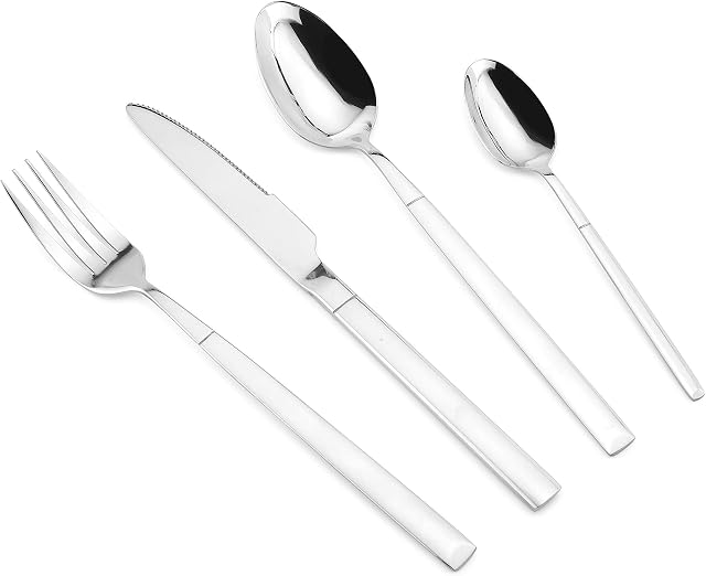 Athena 24 Piece Cutlery Set - Flatware Set with Spoons, Stainless Steel Cutlery Set - Silverware Knife and Fork Sets - by Jean Patrique