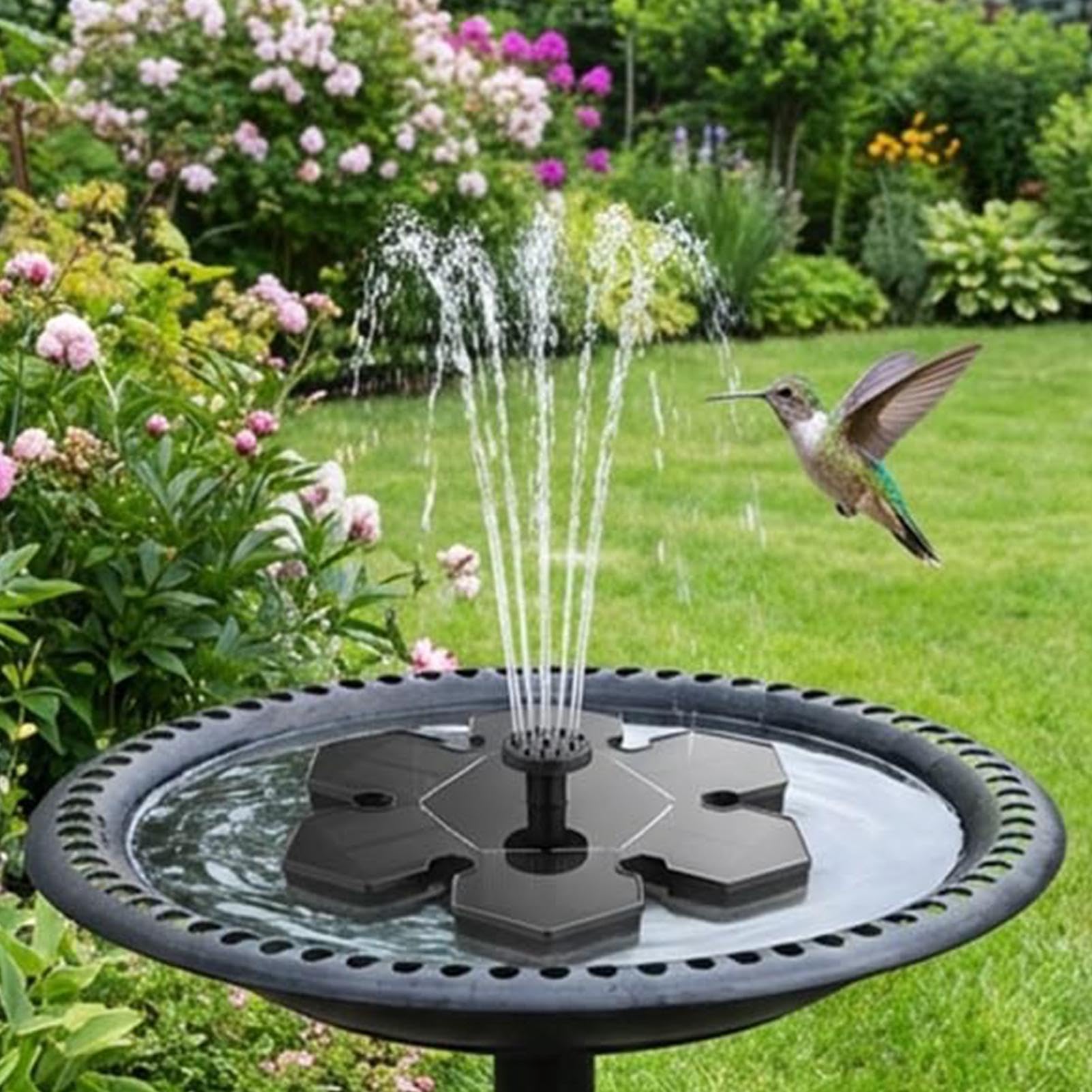 Fuente solar para baño de pájaros, bomba flotante portátil y ajustable
