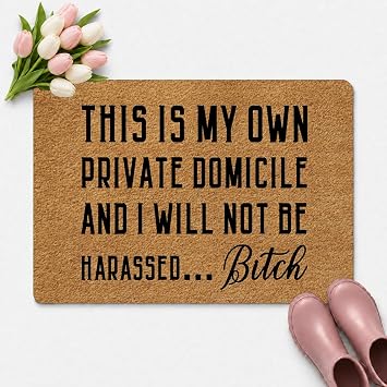 This is My Own Private Domicile Funny Doormat for Entrance Way with Non Slip Backing Indoor/Outdoor Welcome Mats Home and Office Decorative Rug 23.6 inW X 15.7 inL