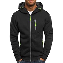 Mens Hoodies Casual Fleece Hooded Sweatshirt Full-Zip Long Sleeve Pullover Hoody Tops