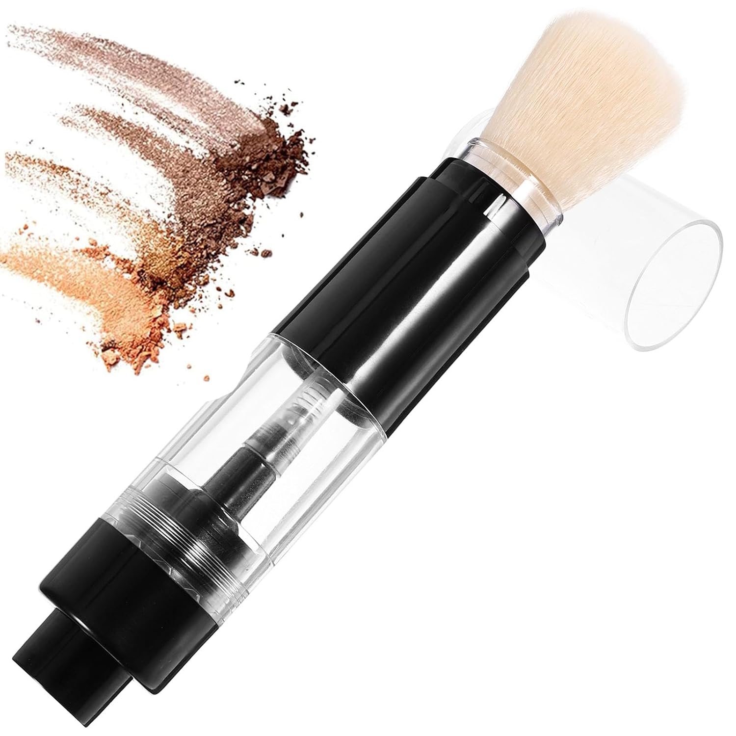 Beavorty Refillable Press and Spray Blush Brush Portable Makeup Brush for Loose Powder Highlighter and Contour Face Application Small Lightweight Design