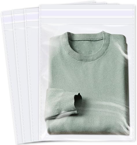 Miniatura 8 de iMailer - 100 bolsas de celofán transparente de 14 x 20 pulgadas - Bolsas de polietileno de celofán autosellables resellables para ropa, camisetas,