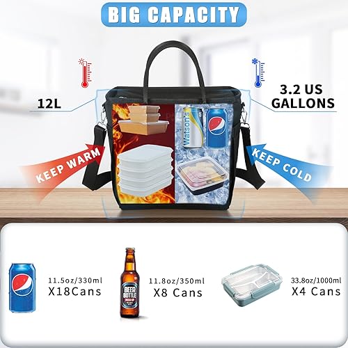 Miniatura 5 de Parti Fish Lonchera térmica para mujer, 12L 3.2 galones, a prueba de fugas, térmica, suave, bolsa enfriadora reutilizable, para compras, playa,