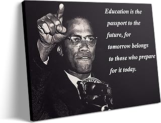 Malcolm X Poster Canvas Framed, Black History Posters, Motivation Poster for Classroom, Black Decorations, Malcolm X Canvas Wall Art, History Posters for Classroom (12"x16")