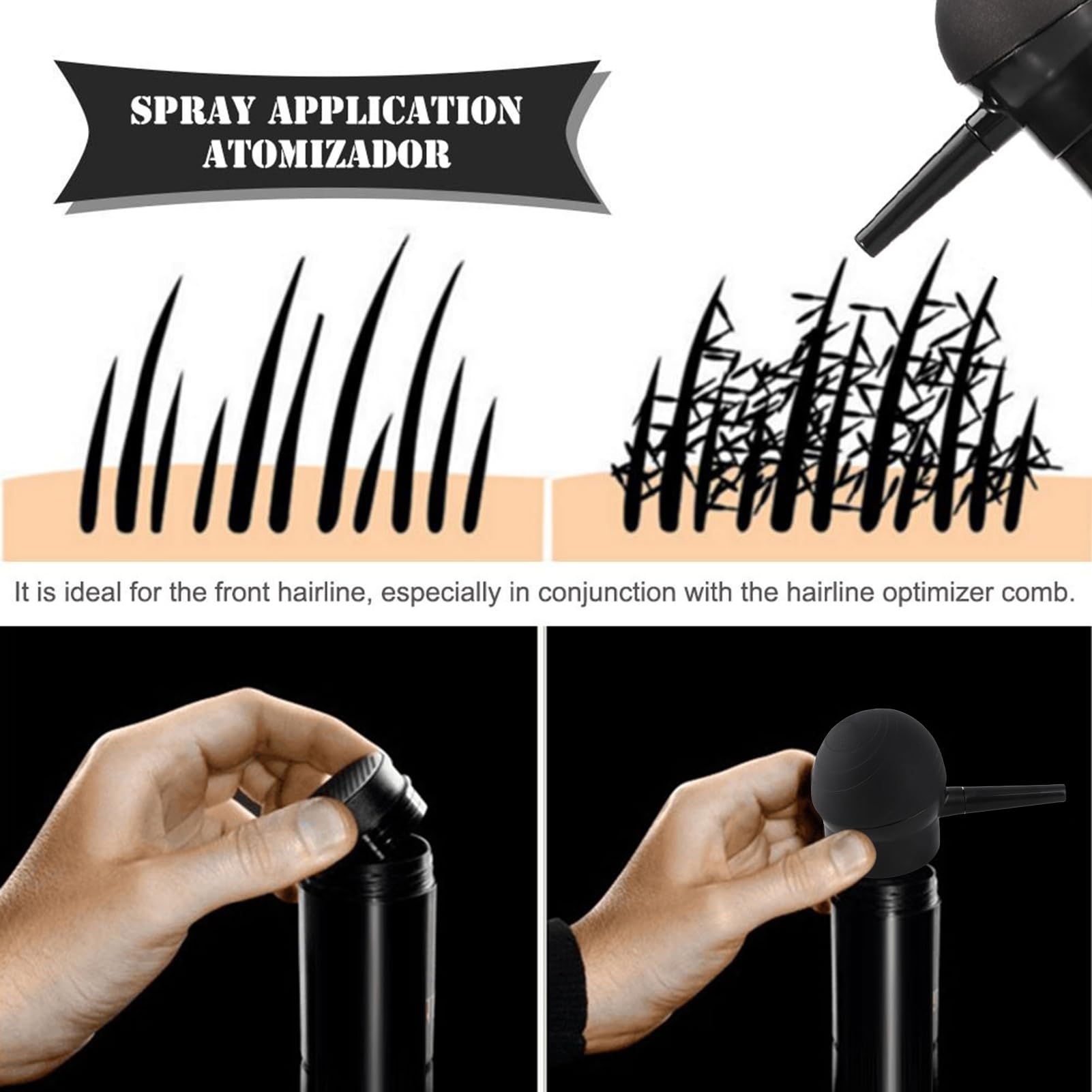 Spray Applicator For Thinning Hair Products, Precise Application For Hair Building Fiber Nozzles Hair Thickening Spray Applicator Tools