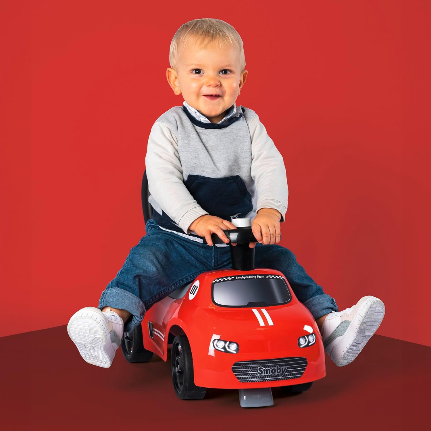 Smoby Red Ride, 10 Months, Soft Lines, Modern Look and Integrated Steering Wheel Horn (7600720541)