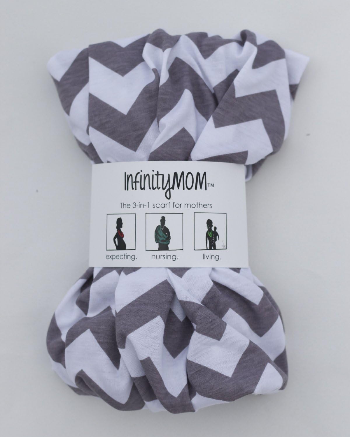 InfinityMOM Nursing Scarf, Grey Chevron
