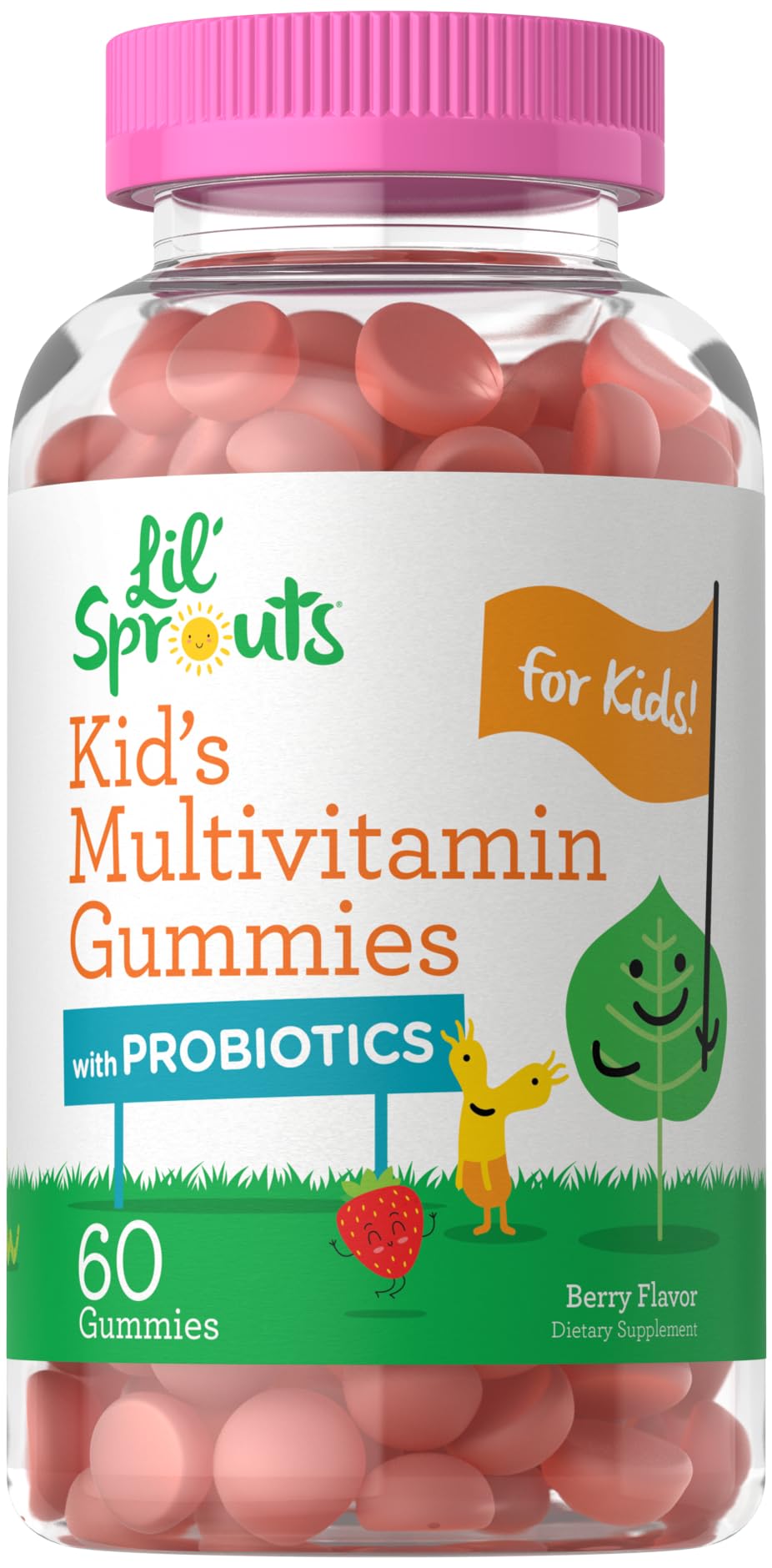 Kids Multivitamin Gummies with Probiotics | 60 Chewables | Berry Flavor | Vegetarian, Non-GMO, Gluten Free Children's Supplement | by Lil' Sprouts | Packaging May Vary