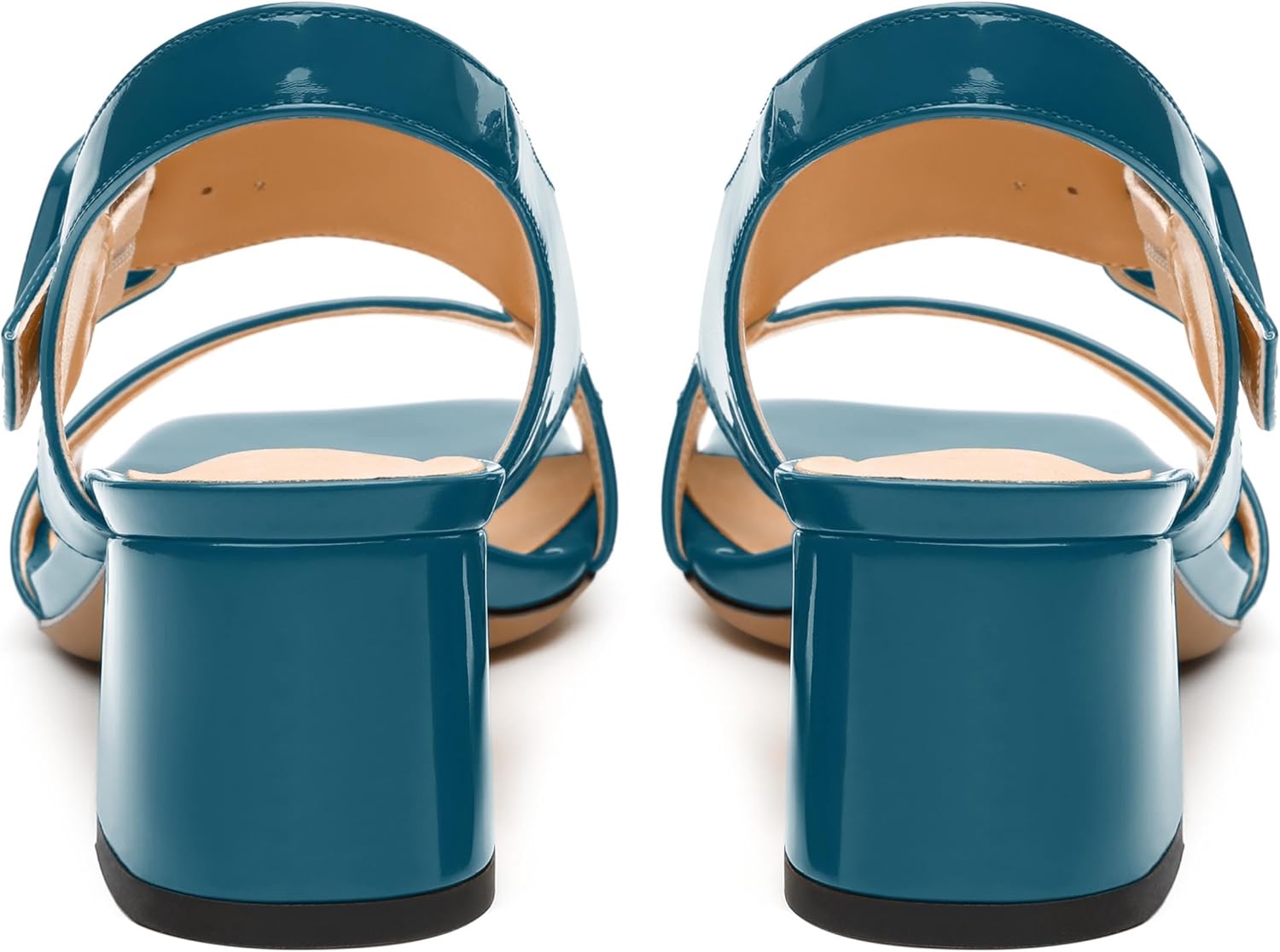 Womens Heeled Sandals Shoes, Square Peep Toe Mid Block Heel Ankle Strap Sandals for... - Image 4